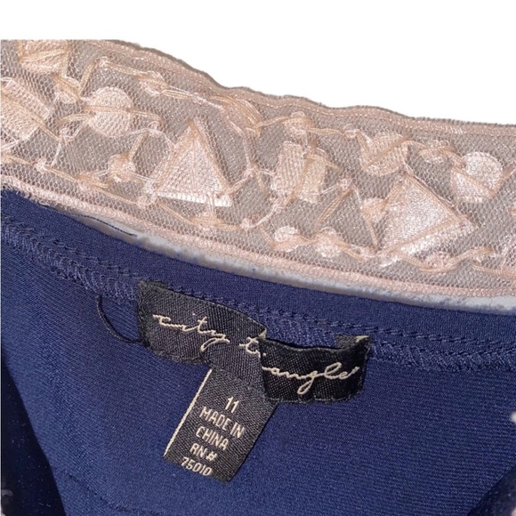 Navy Blue City Triangles Semi Formal Dress Size Medium Large Rhinestone Detail! - Picture 5 of 5